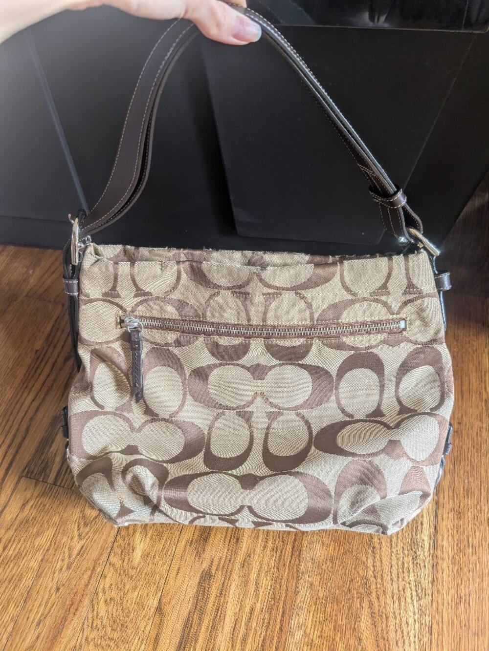 Coach Signature Duffle Bag Tan and Brown Jacquard F15067